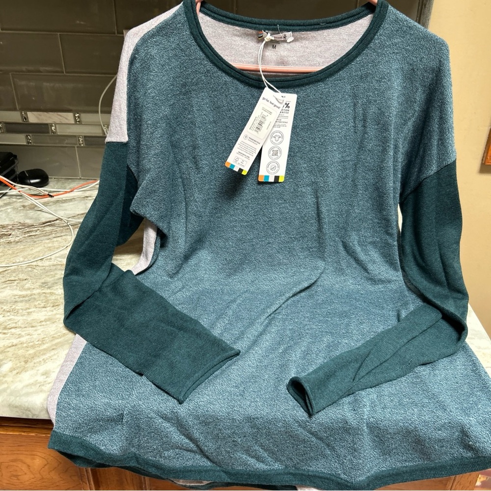 Smartwool Womens Medium Sweater Everglade Heather blue   Merino Blend NWT 95$